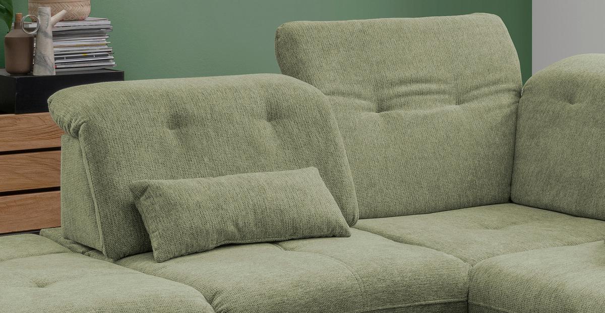 Wohnlandschaft Dalida Grün Chenille - Chromfarben/Grün, Design, Textil/Metall (254/280cm) - Livetastic
