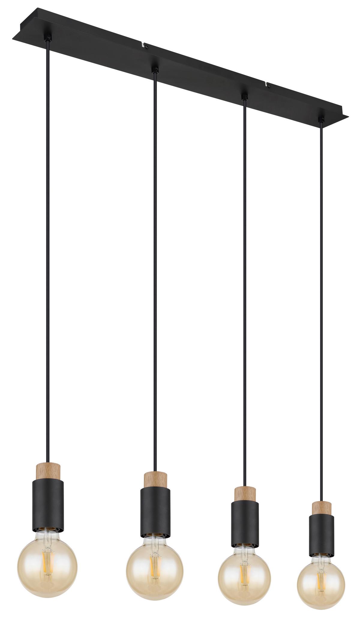 Hängeleuchte Matti in Schwarz/Braun max. 40 Watt - Dunkelbraun/Schwarz, Design, Holz/Kunststoff (75/8/120cm) - Globo
