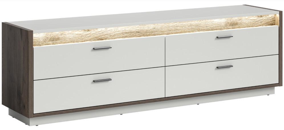 Lowboard Falcona Eiche dunkel /Grau ca. 58x187 cm - Design, Holzwerkstoff/Metall (58/187/43cm) - MID.YOU