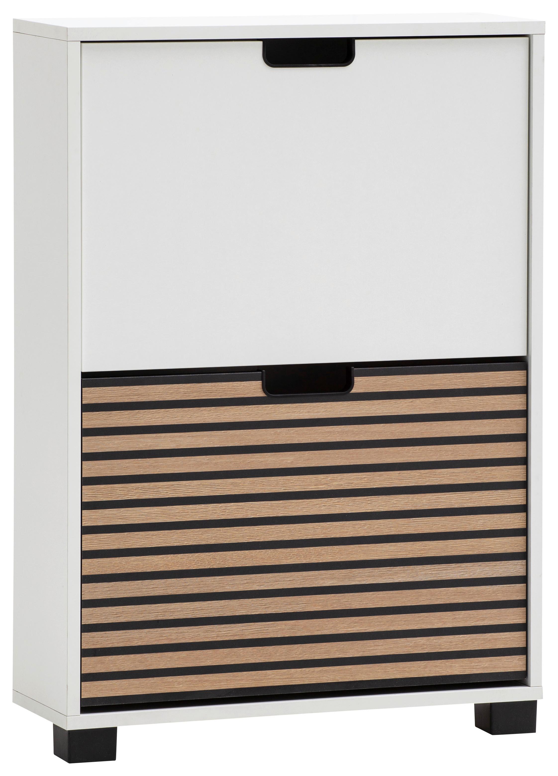 Omara Za Čevlje Ryker, Bela, Barva Hrasta - črna/barve hrasta, Design, umetna masa/leseni material (59,8/85,2/19,55cm) - MID.YOU