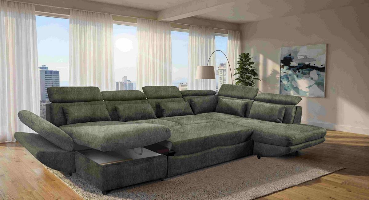 Sarokkanapé U-alakú Park C724636 - ezüstszínű, Modern, textil (385/80/94/233cm)