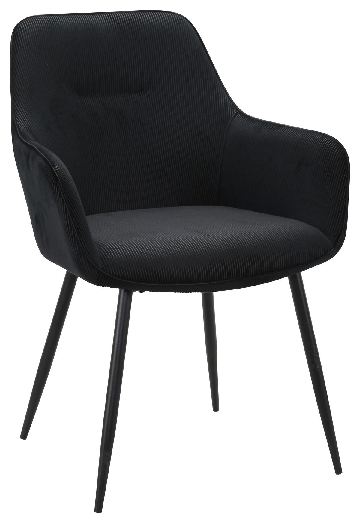 ZESTAW KRZESEŁ Z PODŁOKIETNIK. FOX -EXKLUSIV- - czarny, Design, metal/tkanina (57/85/60cm) - Novel