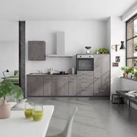 Küchenblock Riva Low m. Geräten Schieferfarben - Schieferfarben/Edelstahlfarben, MODERN, Holzwerkstoff/Metall (300cm) - Nobilia