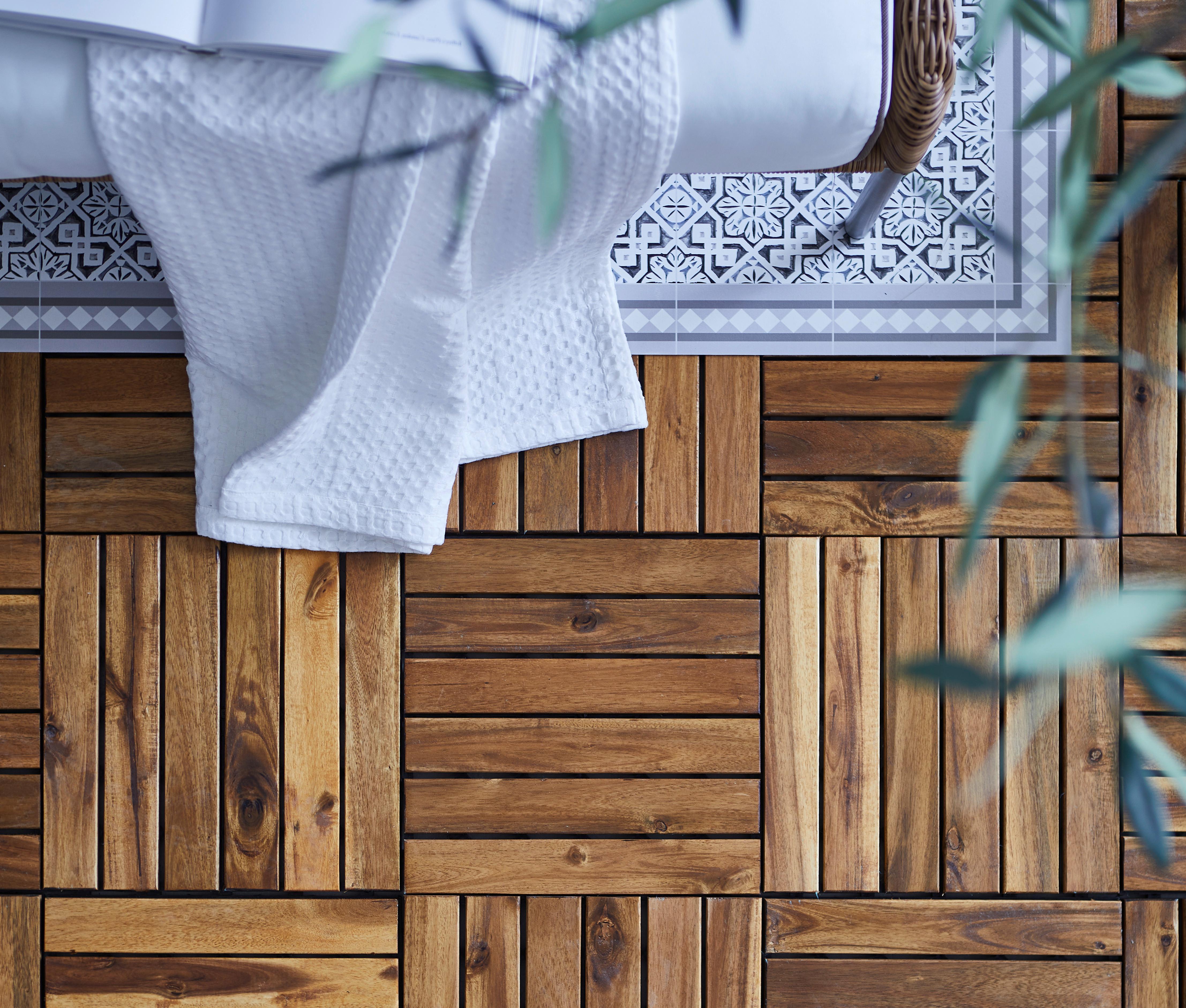 PŁYTKA TARASOWA AKAZIE - kolor akacjowy, Konventionell, tworzywo sztuczne/drewno (30/30/2,2cm) - Ambia Garden