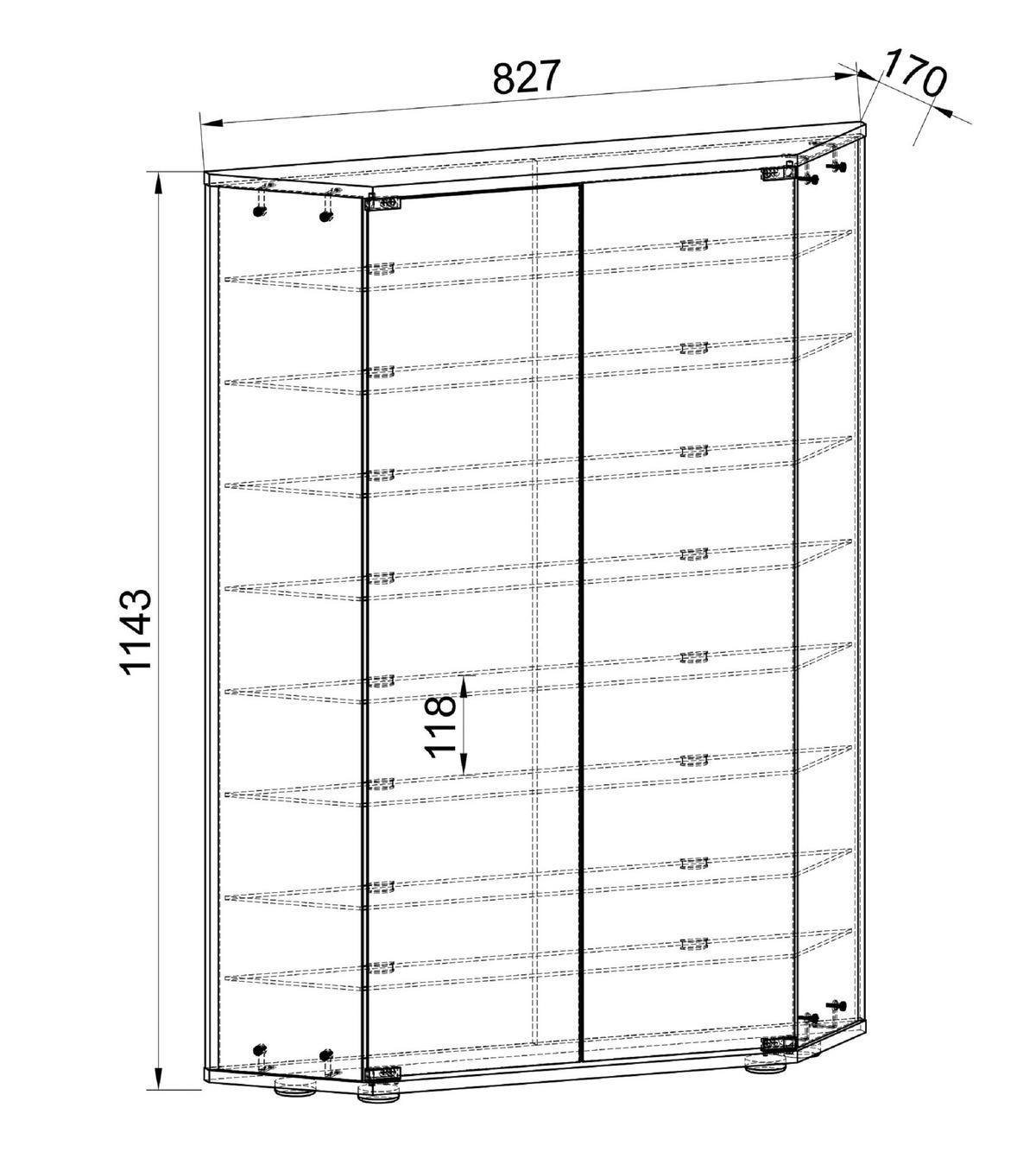 VITRINE CENILA XL - Transparent/Silberfarben, Design, Glas/Holzwerkstoff (83/114/17cm) - MID.YOU