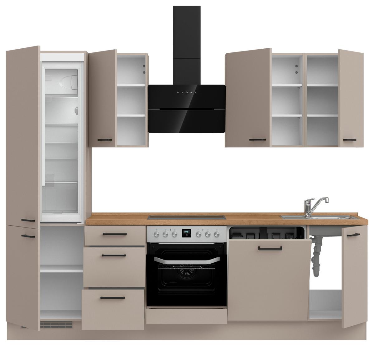 Küchenleerblock Easytouch High o. Geräte Sandfarben - Sandfarben/Eichefarben, MODERN, Holzwerkstoff/Metall (270cm) - Nobilia
