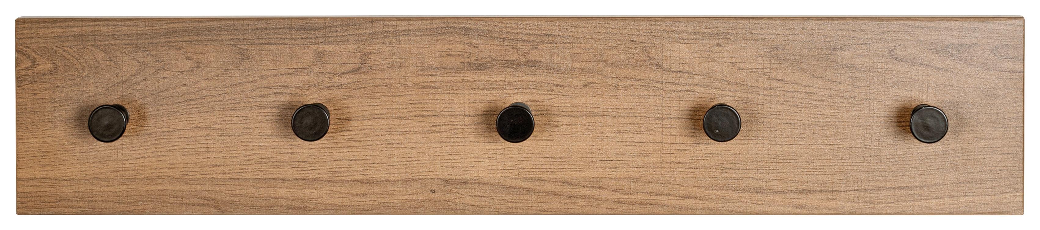 Hakenleiste Parma 2 in Schwarz/Eichefarben - Eichefarben/Schwarz, MODERN, Holzwerkstoff/Metall (60/12/5cm) - Mömax