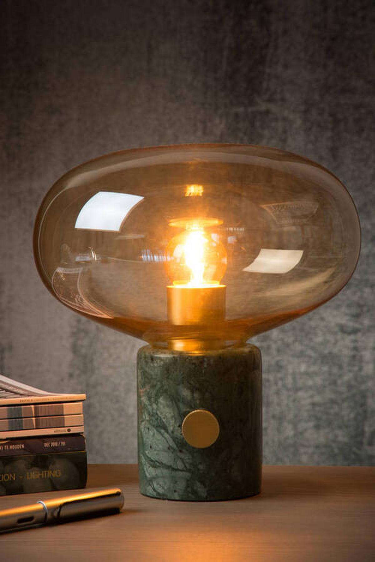 LAMPA STOŁOWA 03520/01/62 CHARLIZE - zielony/kolor bursztynowy, Basics, kamień/szkło (23/24cm) - Lucide