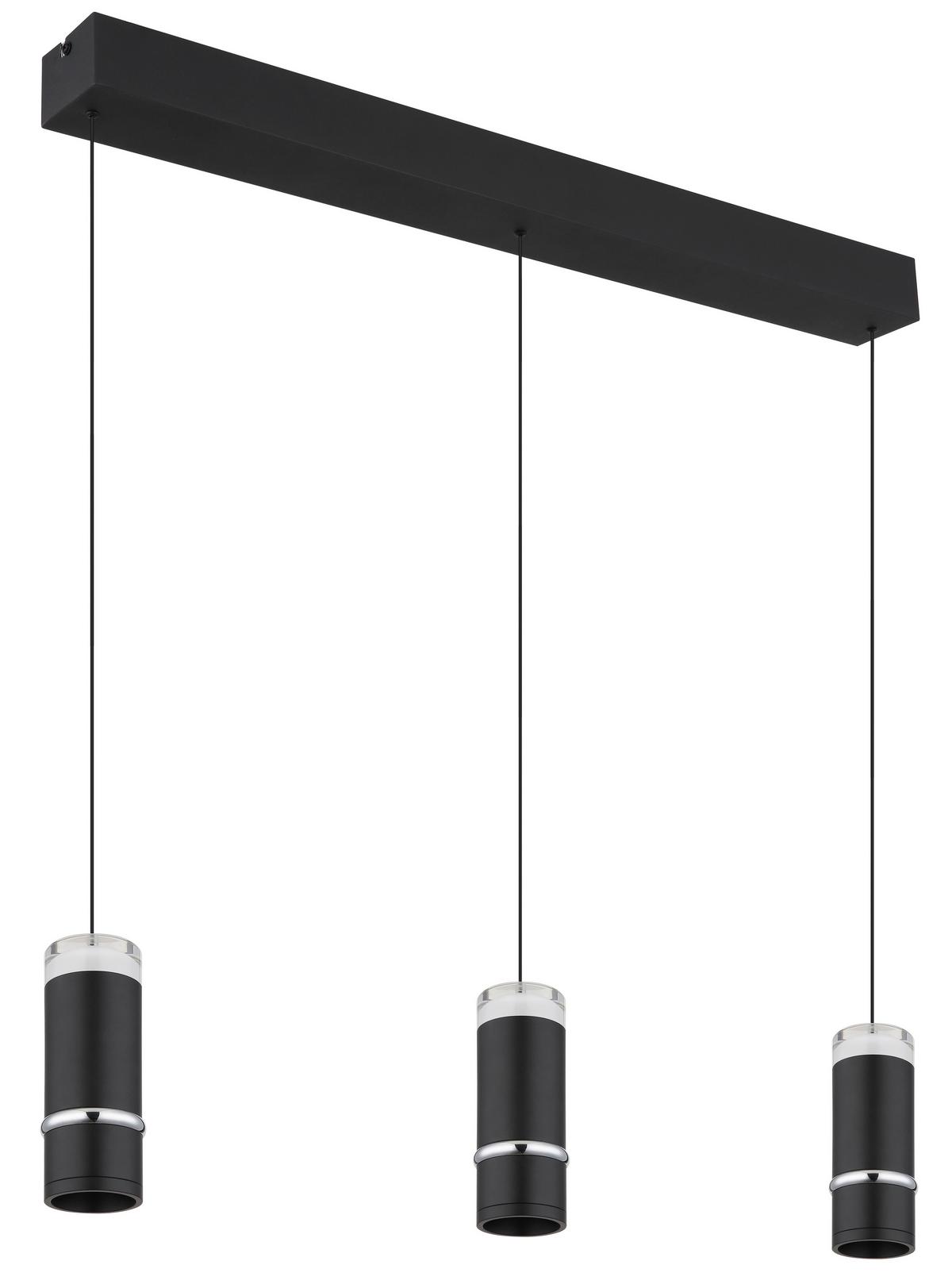 LED-HÄNGELEUCHTE 15699-3 ALVARADO - Schwarz, Design, Kunststoff/Metall (73/6,5/180cm) - Globo