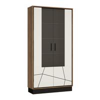 Vitrina Brolo, Bela, Barva Hrasta - črna/barve hrasta, Moderno, umetna masa/steklo (106,9/208,5/37cm)