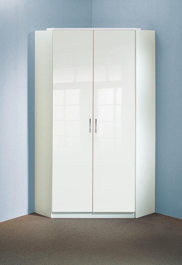 Kutni Ormar Clack - bijela/bijela visoki sjaj, Basics, drvni materijal (95/198/95cm) - Modern Living