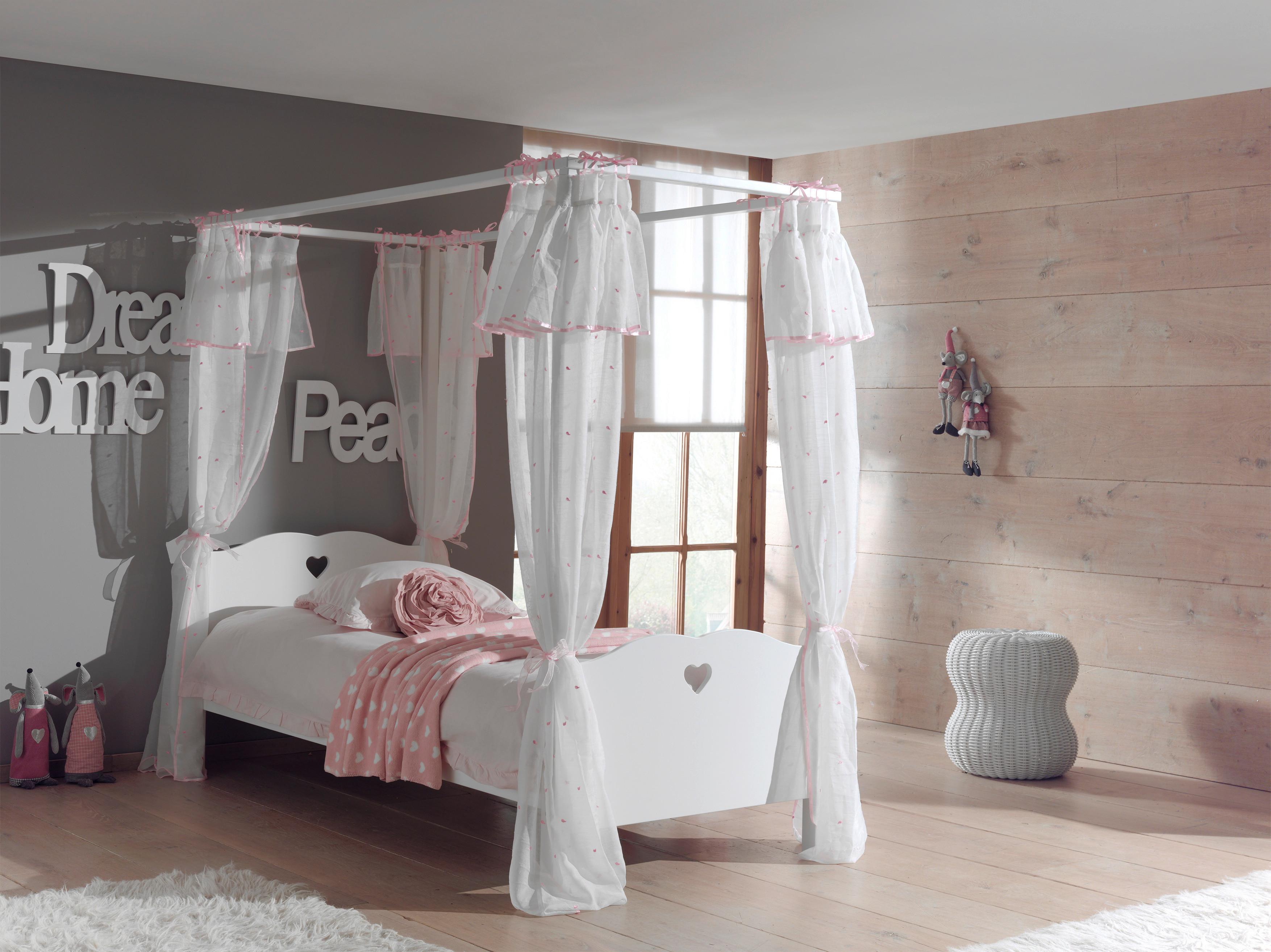 Himmelbett 90x200 Amori, Weiß - Weiß, KONVENTIONELL, Holzwerkstoff/Textil (90/200cm) - Vipack