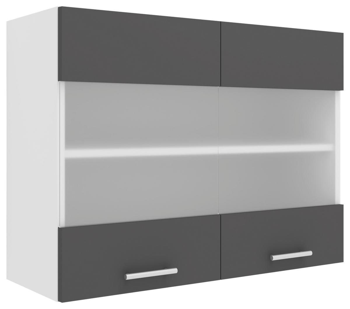 Kuhinjska Zgornja Omarica Esilo, Siva, Bela - bela/barve aluminija, Konvencionalno, kovina/steklo (80/60/31cm) - MID.YOU