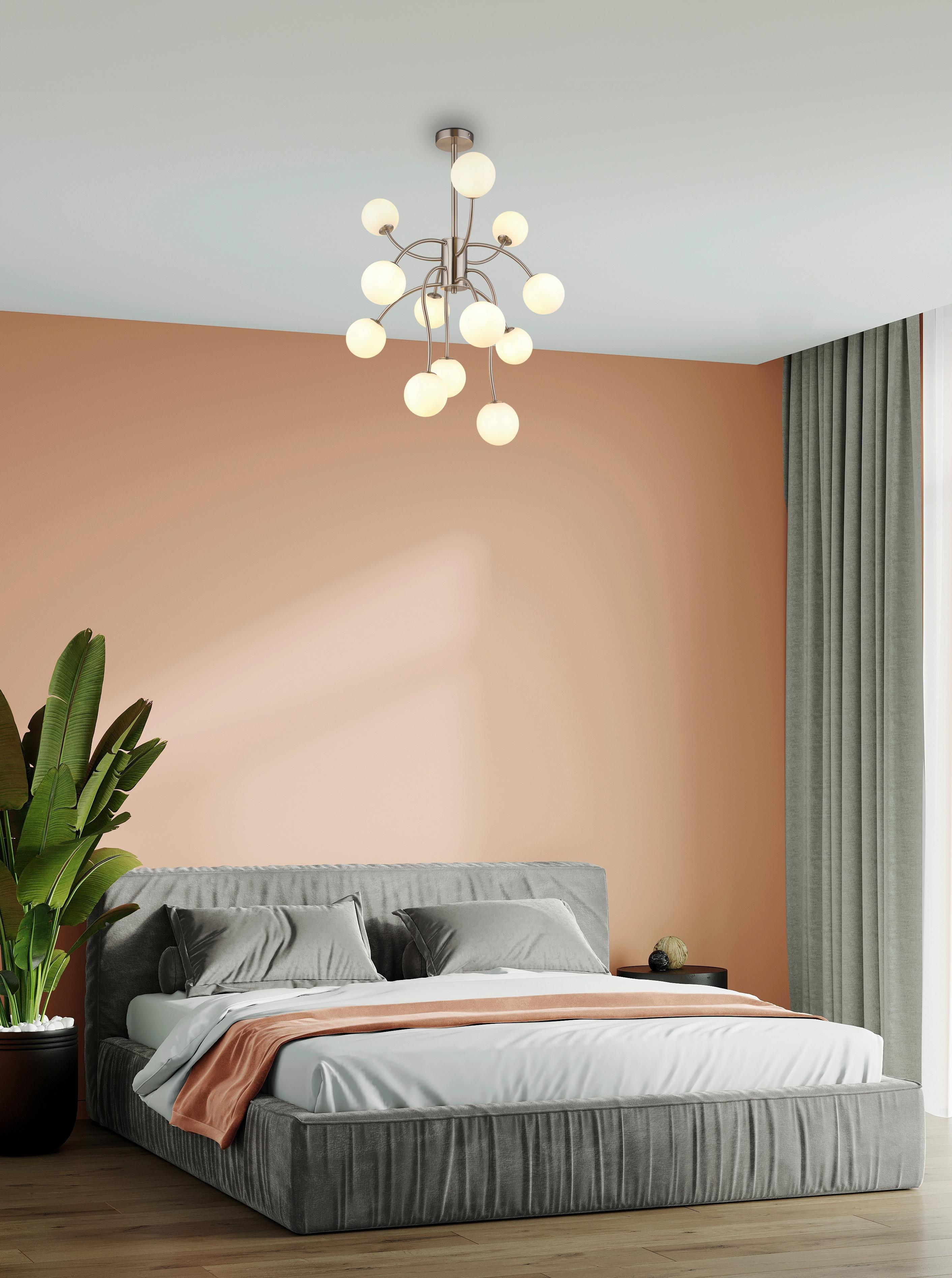 LED-DECKENLEUCHTE 56140-12D - Weiss/Nickelfarben, Design, Glas/Metall (62/93cm) - Globo