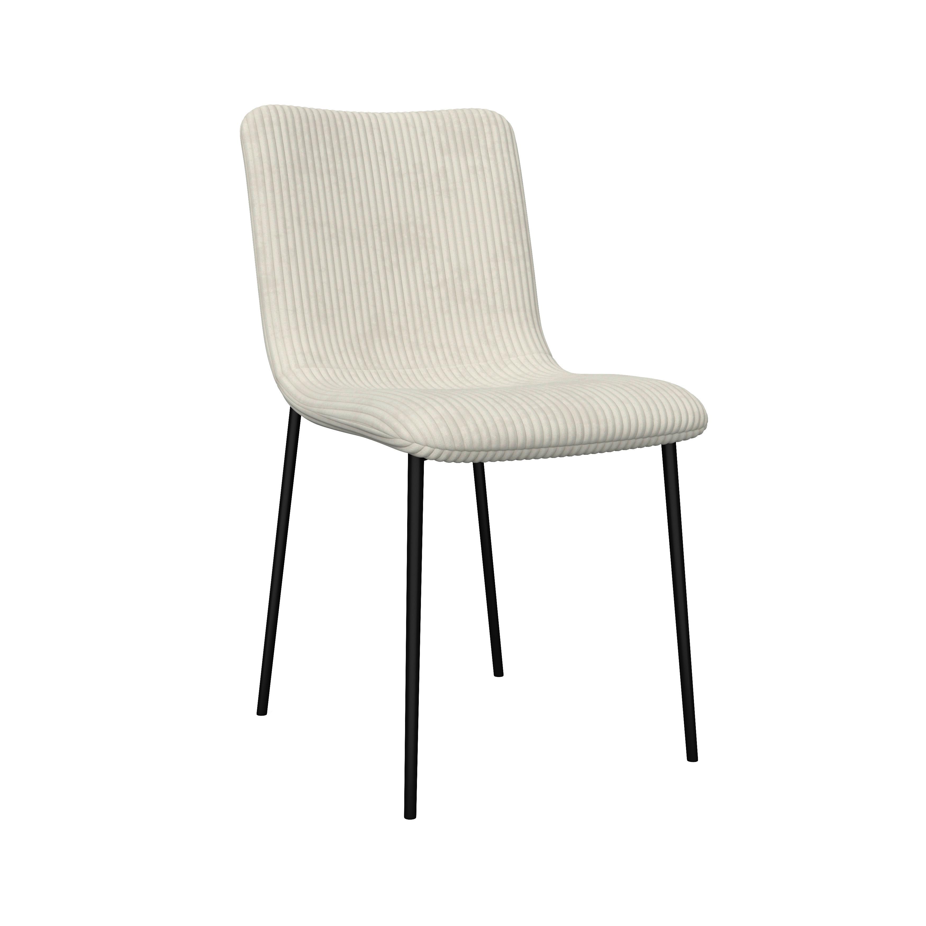 Stuhl Amy Beige Cord Gepolstert - Beige/Schwarz, MODERN, Holz/Textil (45/85/55cm) - Bessagi Home