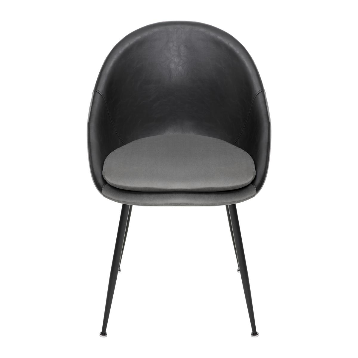 KRZESŁO Z PODŁOKIETNIKAMI ILARIA - czarny/szary, Modern, metal/drewno (55/83/60cm) - Bessagi Home