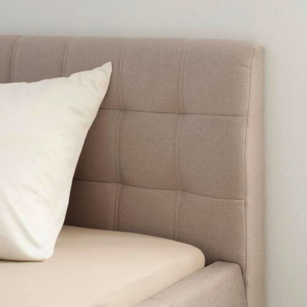 Bett aus Wildeiche ca. 140x200cm - Hellgrau, Konventionell, Holz/Textil (140/200cm) - Zandiara