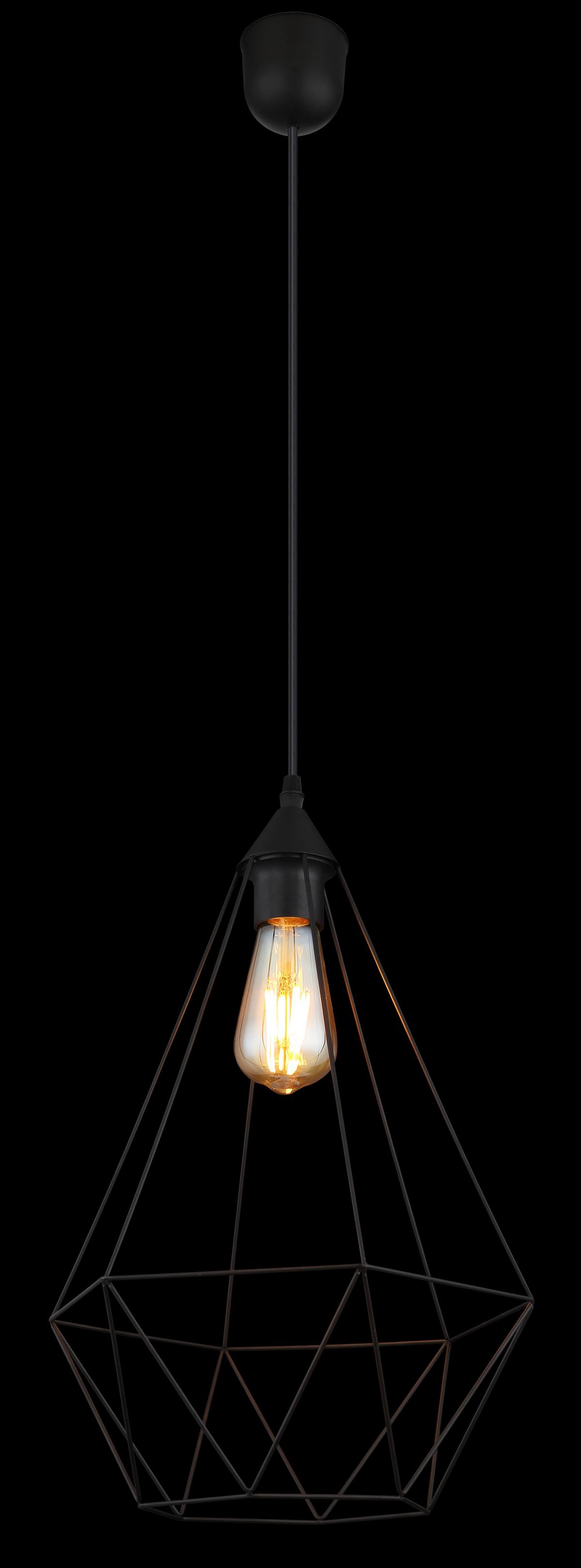 Hängeleuchte Zachary Schwarz max. 60 Watt - Schwarz, Design, Textil/Metall (30/120cm) - Globo