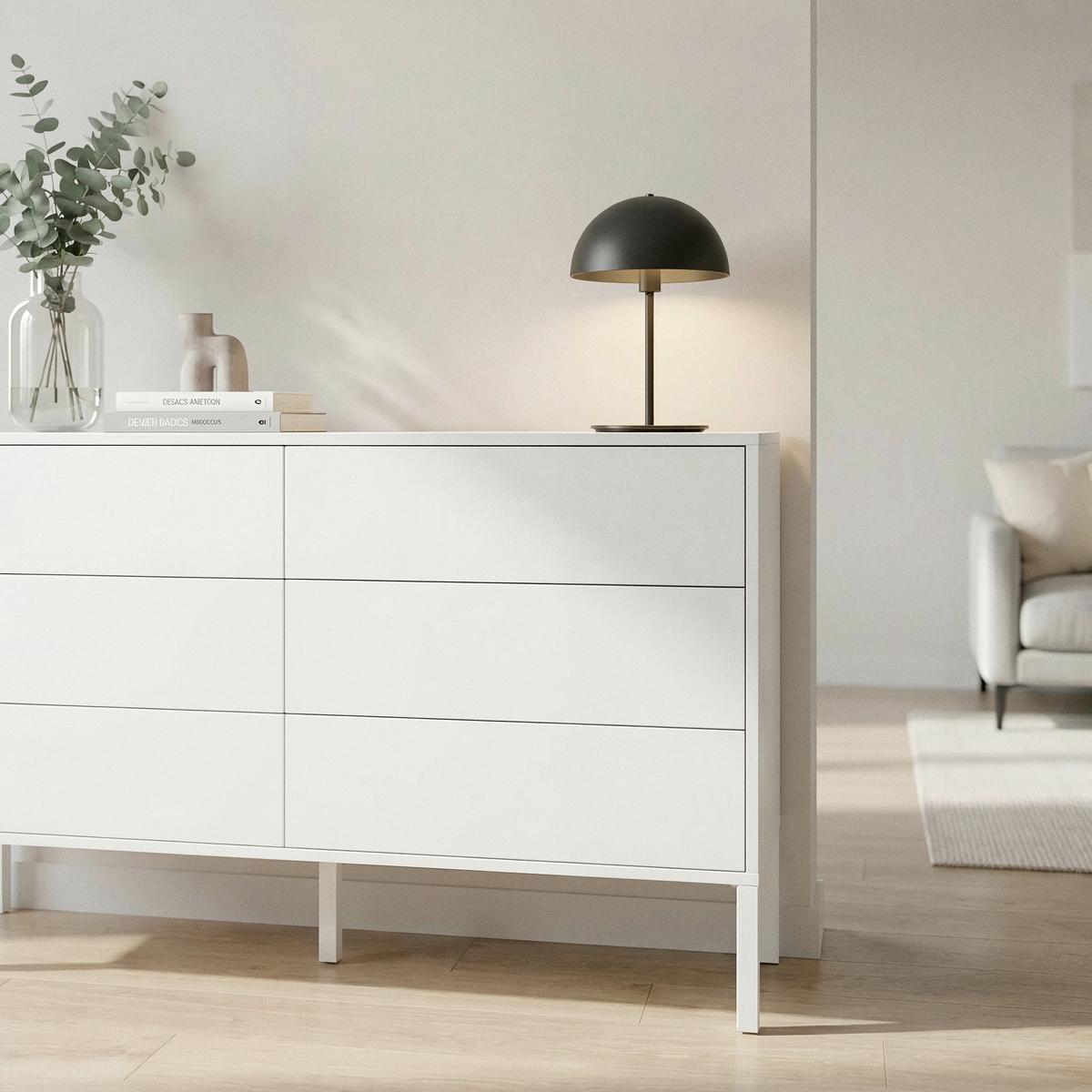 Sideboard Amber Weiß MDF/Eisen - Weiß, MODERN, Holzwerkstoff/Metall (120/80/40cm) - Bessagi Home
