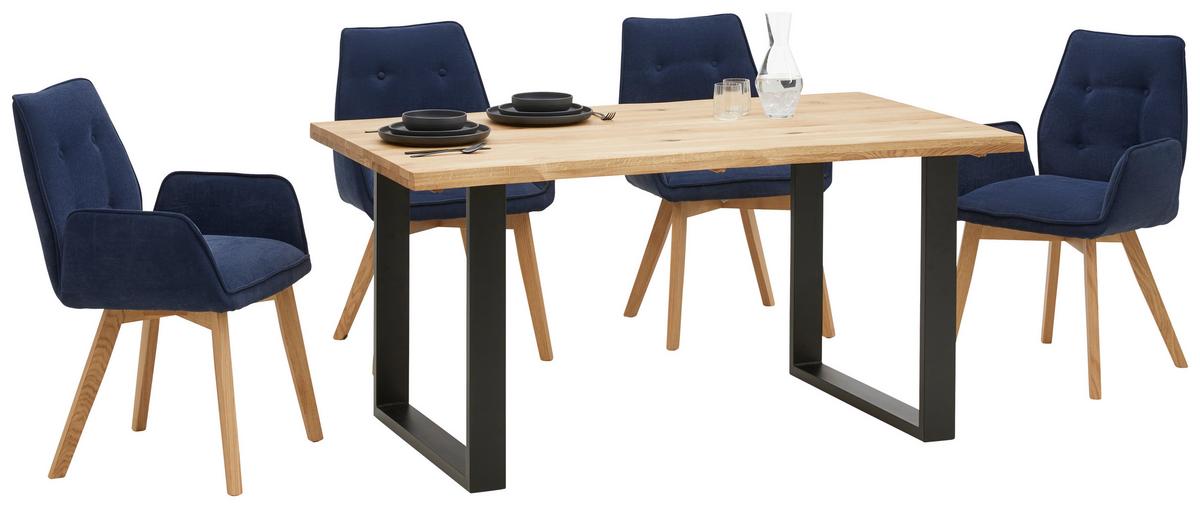 Masă WOOD 160 - culoare natur/negru, Konventionell, lemn/metal (160/75/90cm) - Modern Living
