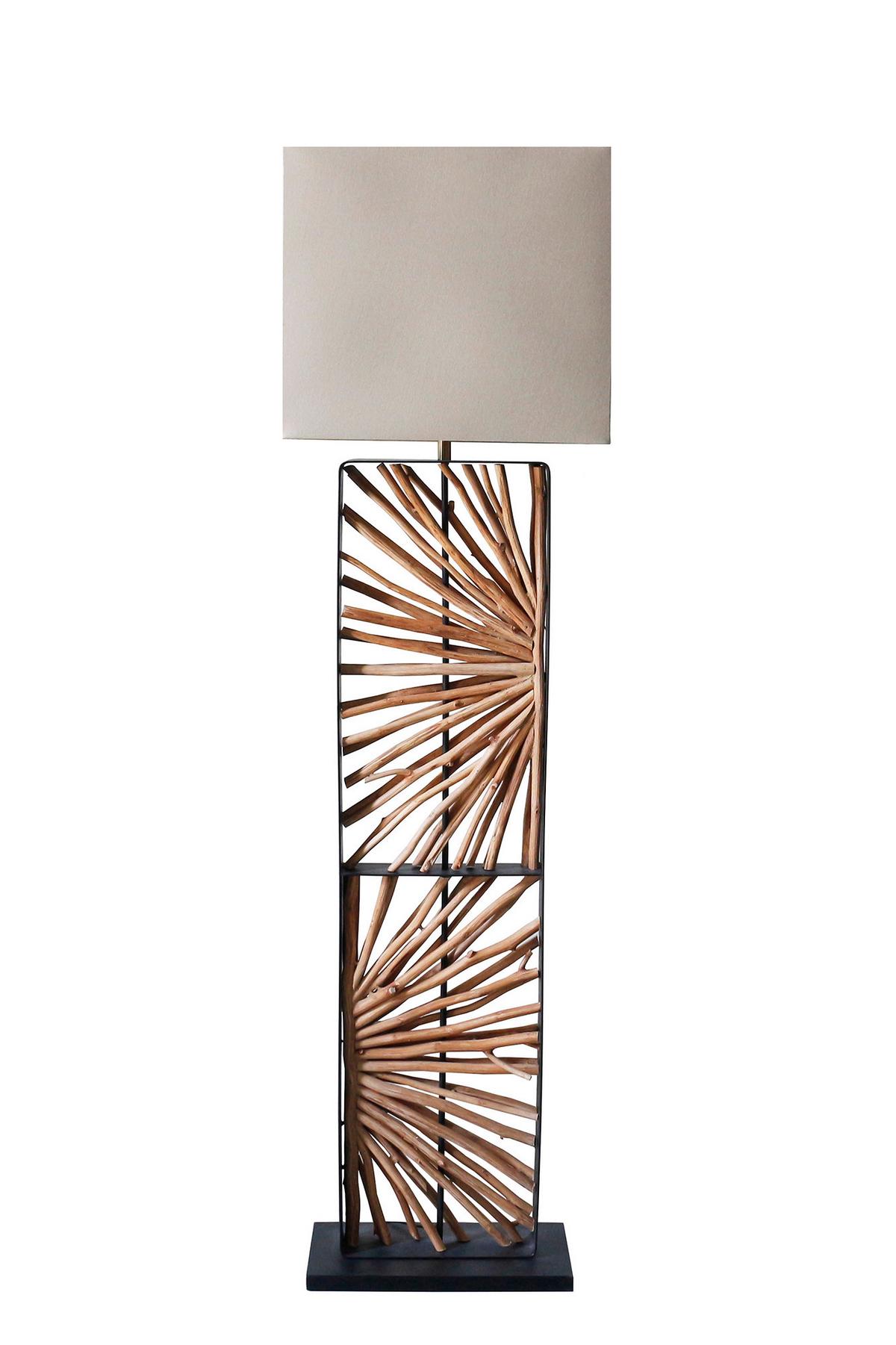 Stoječa Svetilka Driftwood - zlate barve/črna, Design, kovina/tekstil (40/165/20cm) - P & B