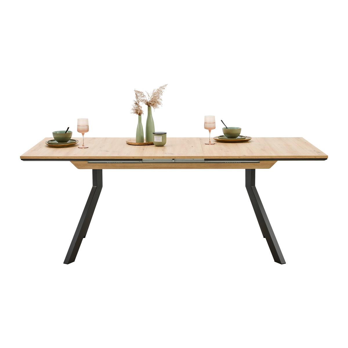 Ausziehtisch Mendosa 200 in Grau/Anthrazit - Anthrazit/Schwarz, Basics, Holzwerkstoff (160-200/90/75cm) - Premium Living