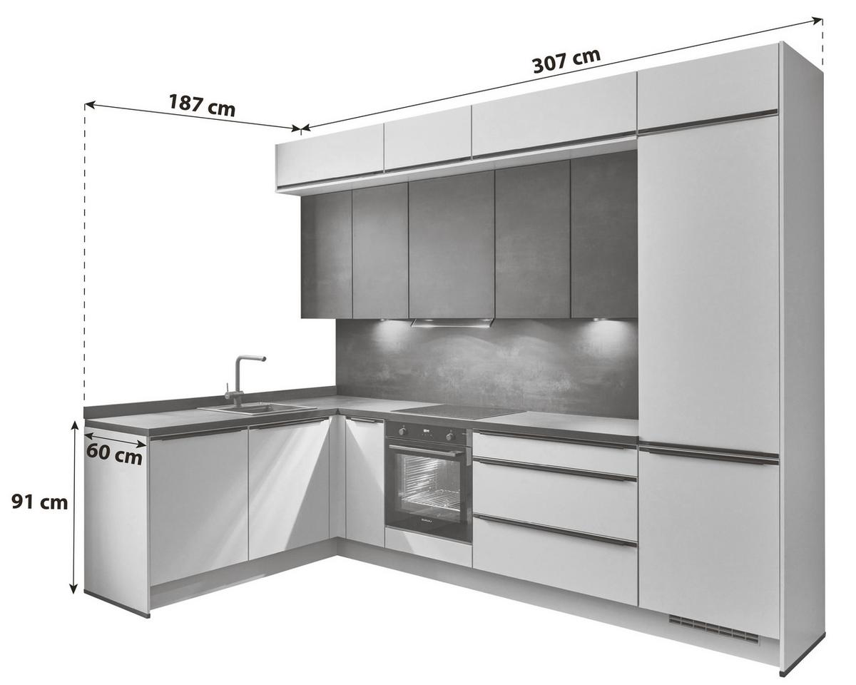 Kuhinjski Blok Las Vegas - temno siva/črna, Moderno, leseni material (187/307cm) - Nobilia