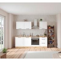 Küchenzeile Meran mit Geräten ca. 240 cm Weiß/Eiche - Eiche Wotan/Schwarz, LIFESTYLE, Holzwerkstoff/Metall (240cm) - Held