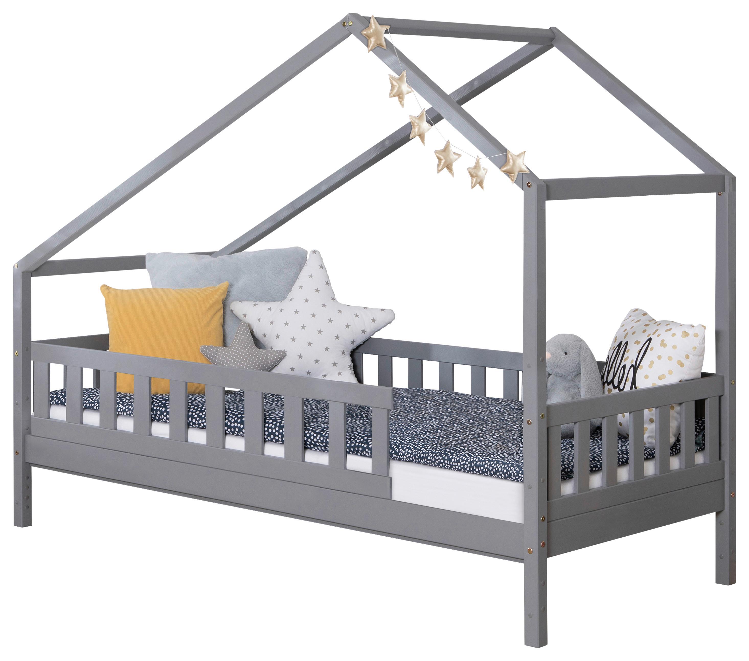 Hausbett Lou ca. 90x200 cm Holz Hellgrau - Hellgrau/Naturfarben, MODERN, Holz (90/200cm) - MID.YOU