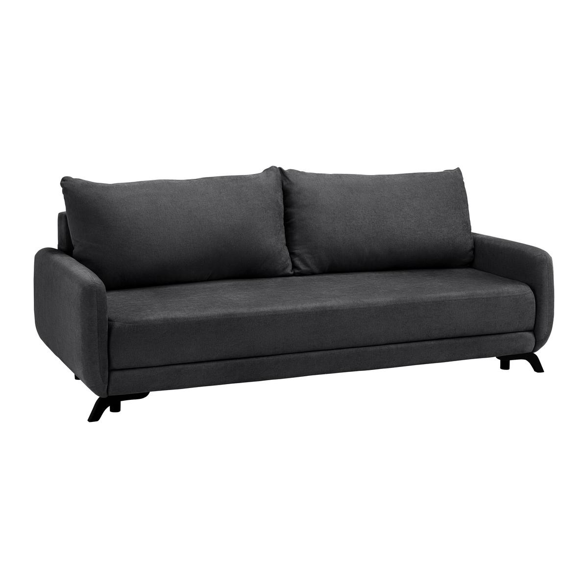 Canapea extensibilă OLIVER - antracit/culoare lemn acacia, Modern, lemn/textil (220/74/93cm) - Bessagi Home