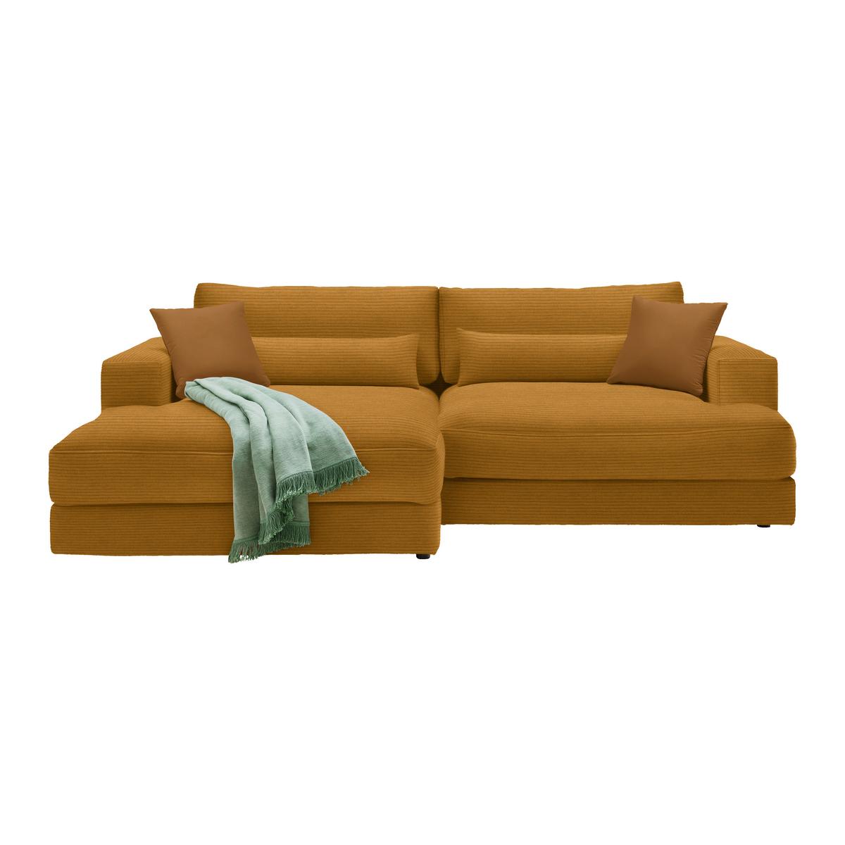Ecksofa Fabiona links Senfgelb - Senfgelb/Schwarz, MODERN, Holz/Kunststoff (194/85/268cm) - Premium Living