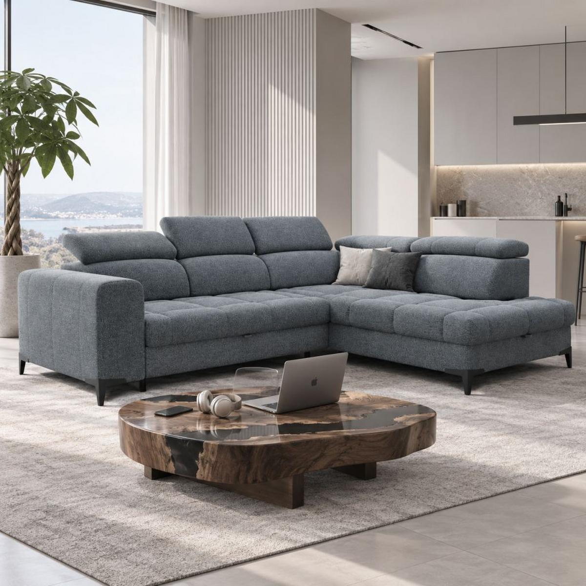 Ugaona Garnitura Mason - tamnosiva/crna, Moderno, drvo/metal (271/211cm) - Modern Living