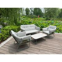 GARTENMÖBEL-SET BETTY - Beige/Grün, Modern, Glas/Textil