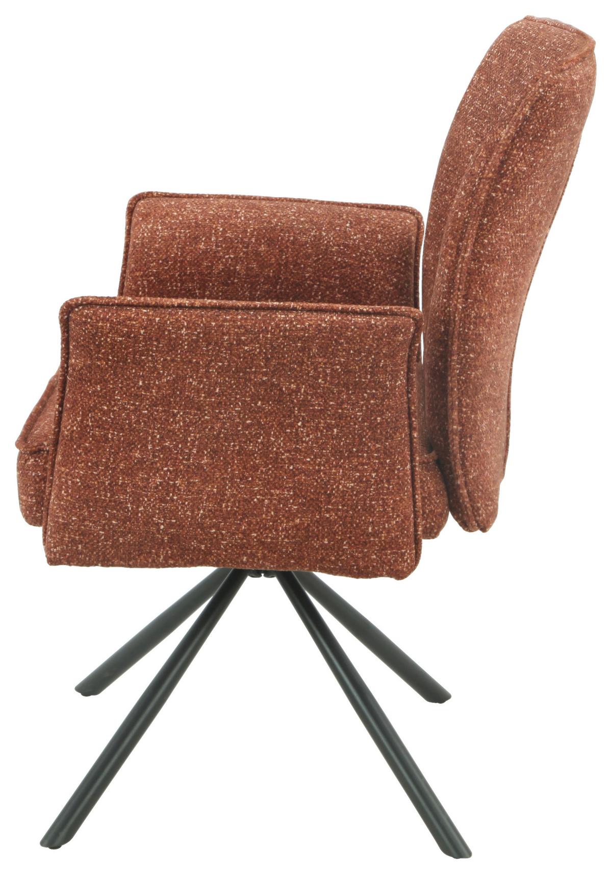 Armlehnstuhl Ellen Giga S Terracotta - Terracotta/Schwarz, MODERN, Textil/Metall (65.5/90/60cm) - Premium Living