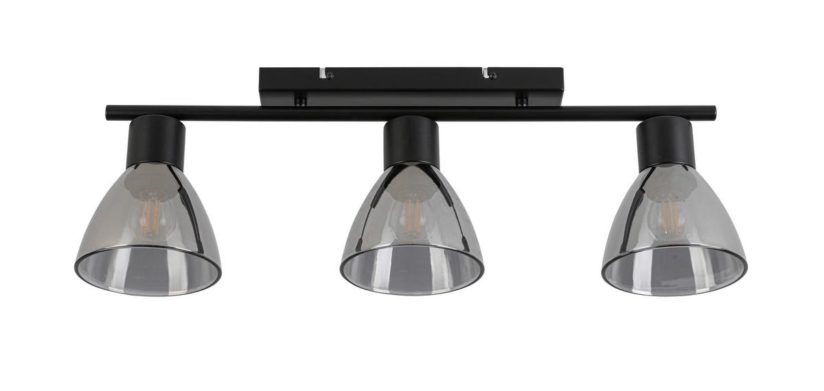 Stropna Svetilka Komol - črna/prosojno, Moderno, kovina/steklo (66/13/22cm) - Modern Living