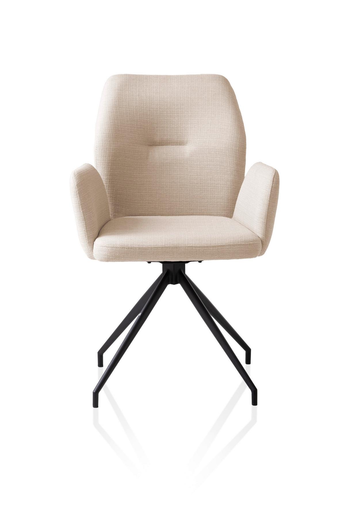 Naslanjač Hilda, Bež, Vrtljiv - črna/bež, Moderno, kovina/tekstil (59/88/58cm) - Livetastic