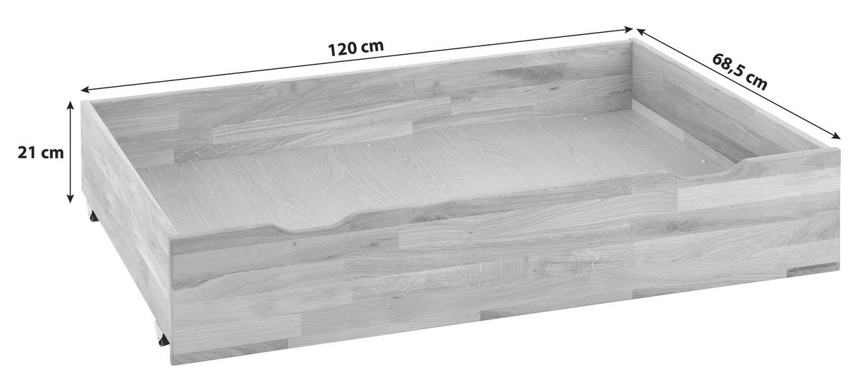 Podposteljni Zaboj Malu, Masivno - barve hrasta, Natur, les (120/68,5/21cm)