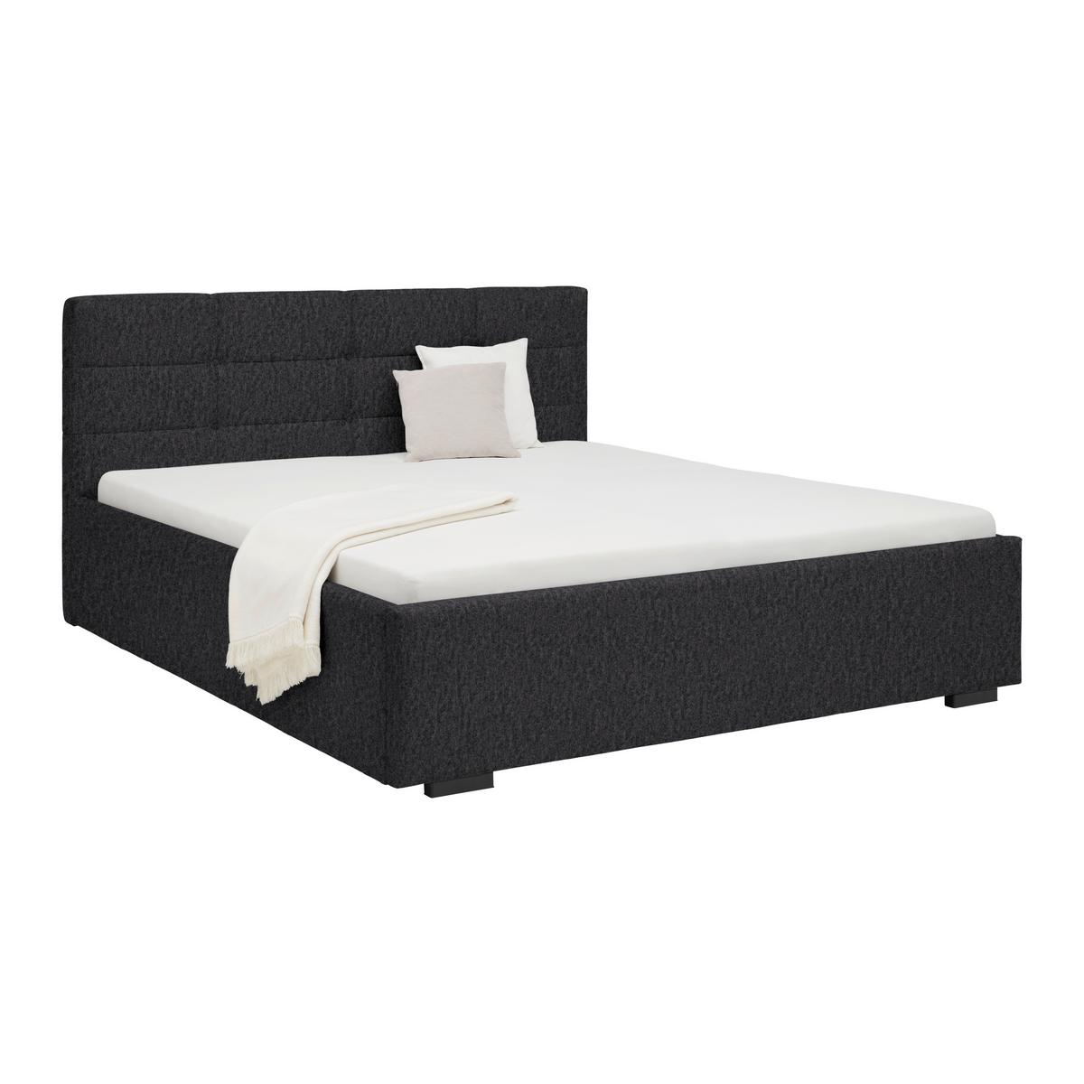 Polsterbett Nelo Dunkelgrau ca. 160x200cm - Dunkelgrau/Schwarz, KONVENTIONELL, Kunststoff/Textil (160/200cm) - Mömax