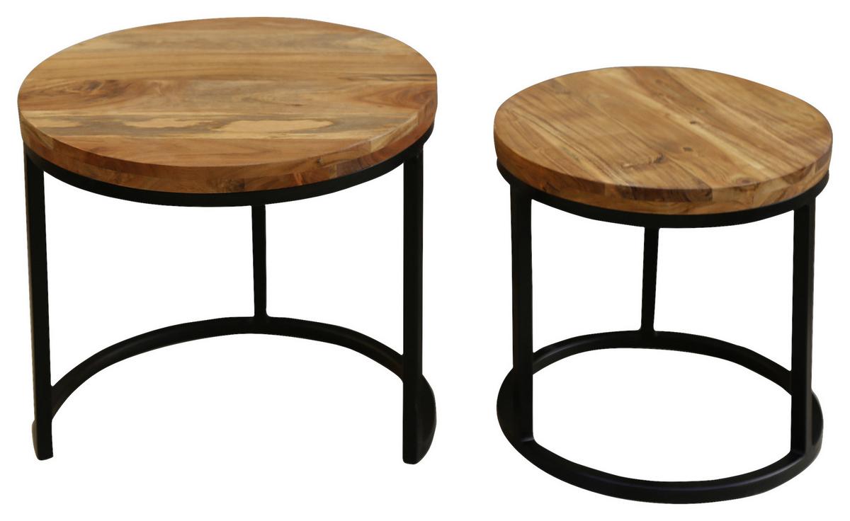 Satztisch Selma in Schwarz/Akazienfarben - Schwarz/Akaziefarben, MODERN, Holz/Metall - MID.YOU