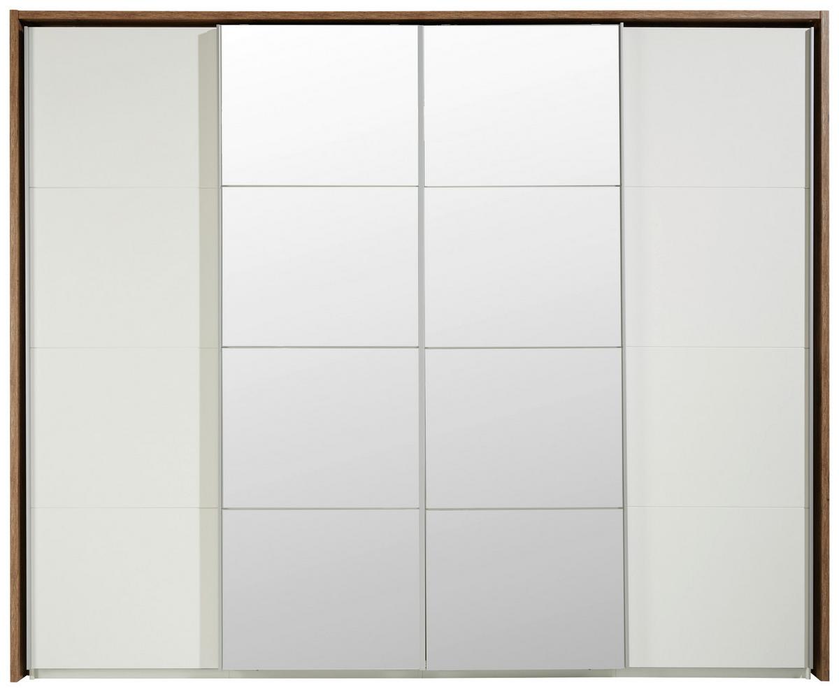 Schwebetürenschrank in Weiss - Weiss/Alufarben, Konventionell, Holzwerkstoff/Metall (270/226/60cm) - Premium Living