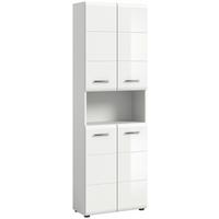 Hochschrank Ice 4-türig ca. 60x185 cm Weiß hochglanz - Chromfarben/Weiß Hochglanz, MODERN, Holzwerkstoff/Kunststoff (60/185/30cm) - MID.YOU