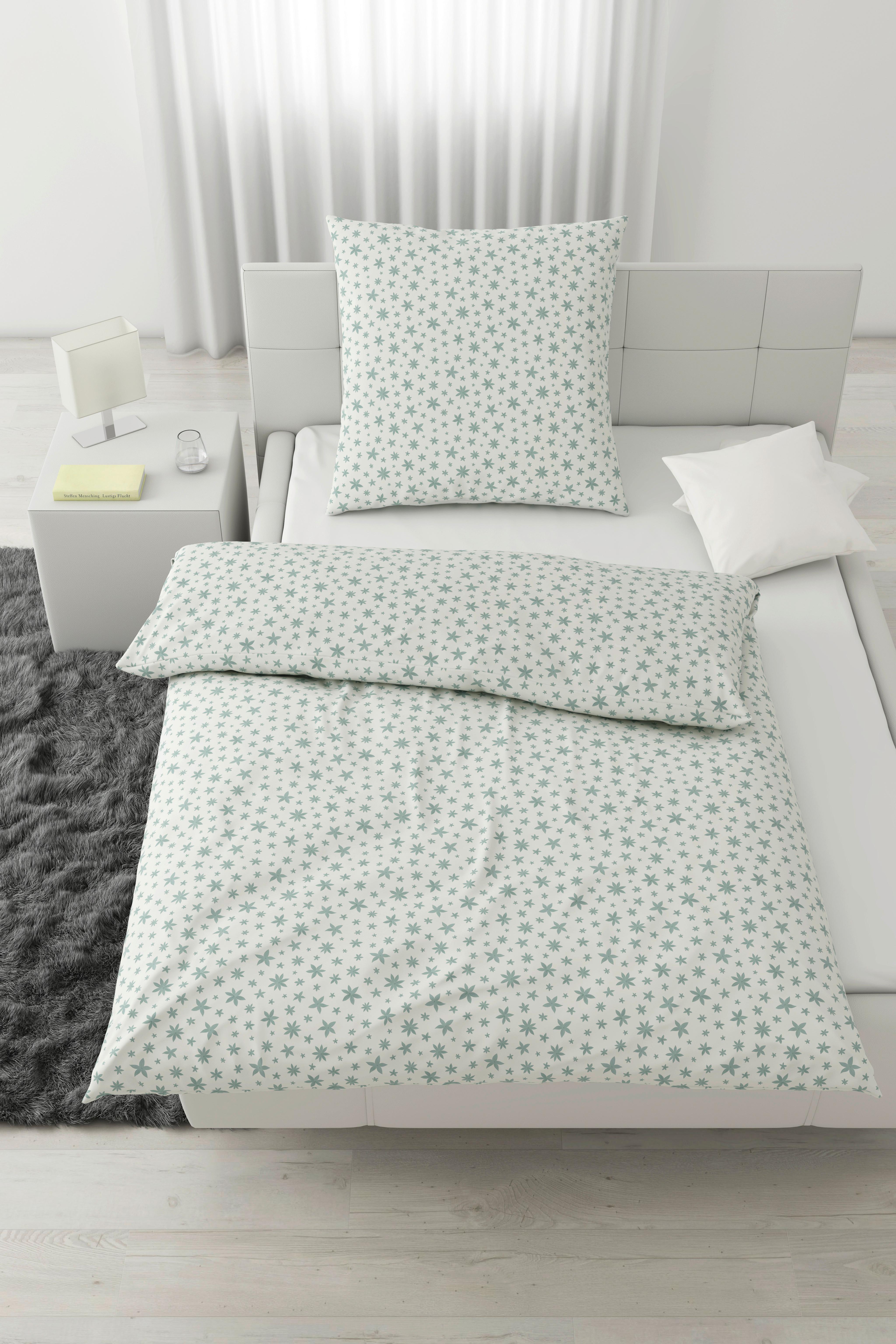Bettwäsche Anise Weiß/Mintgrün ca. 135x200cm - Weiß/Mintgrün, Textil (135/200cm) - Modern Living