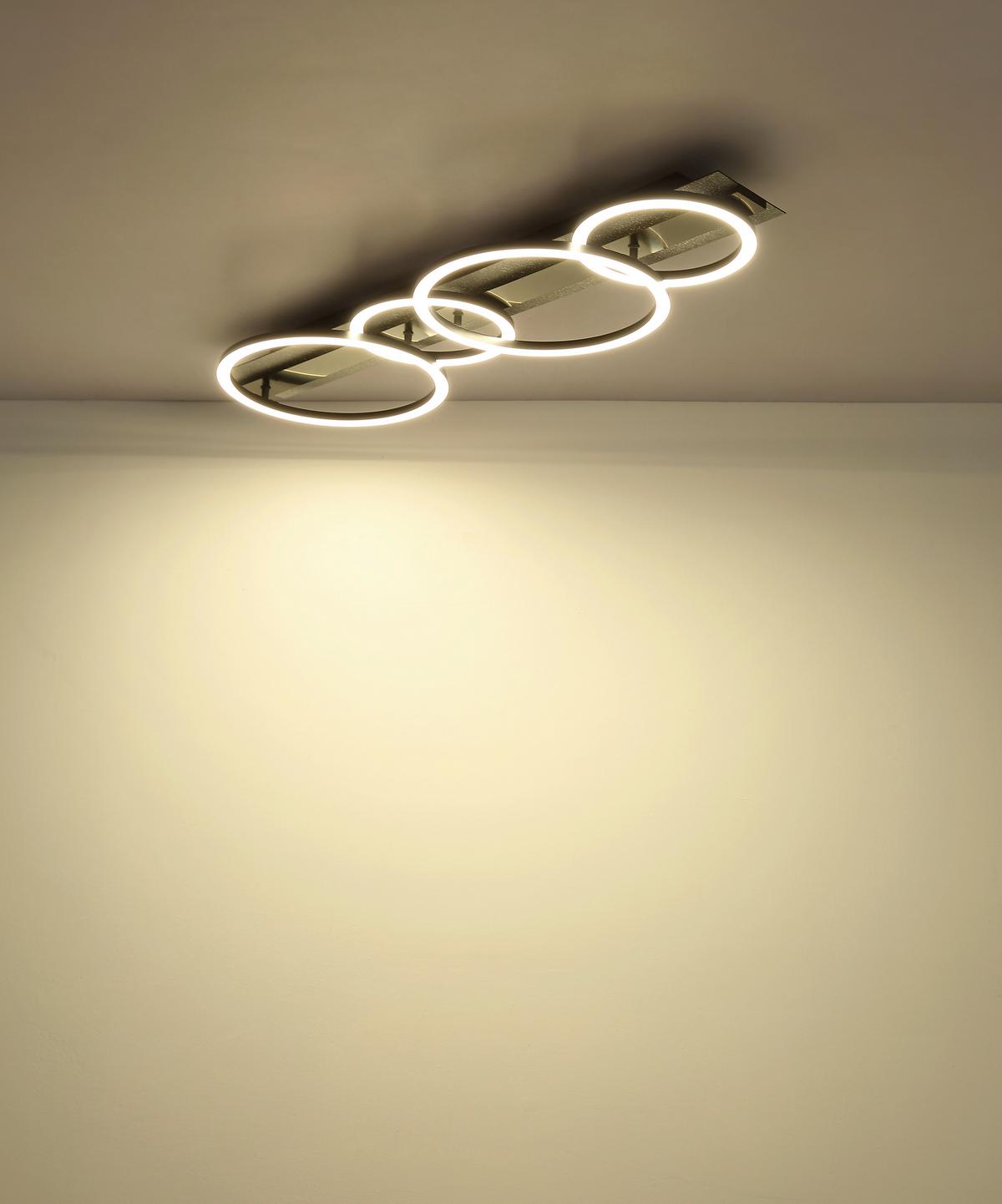 Led Stropna Svjetiljka Norberto - bijela/srebrne boje, Design, metal/plastika (86,2/30/8,8cm) - Globo