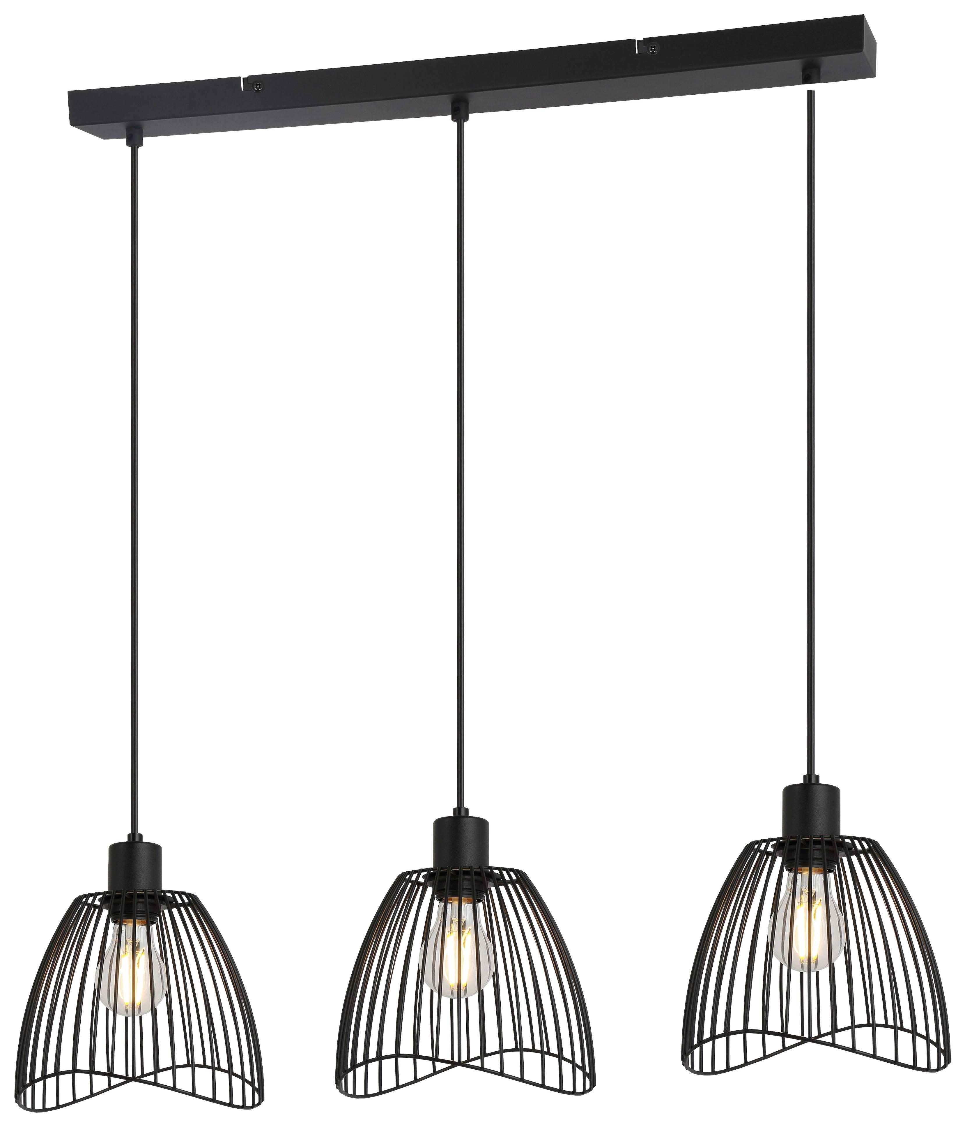 Hängeleuchte Eliot max. 40 Watt - Schwarz, MODERN, Kunststoff/Metall (80/20/120cm) - Mömax