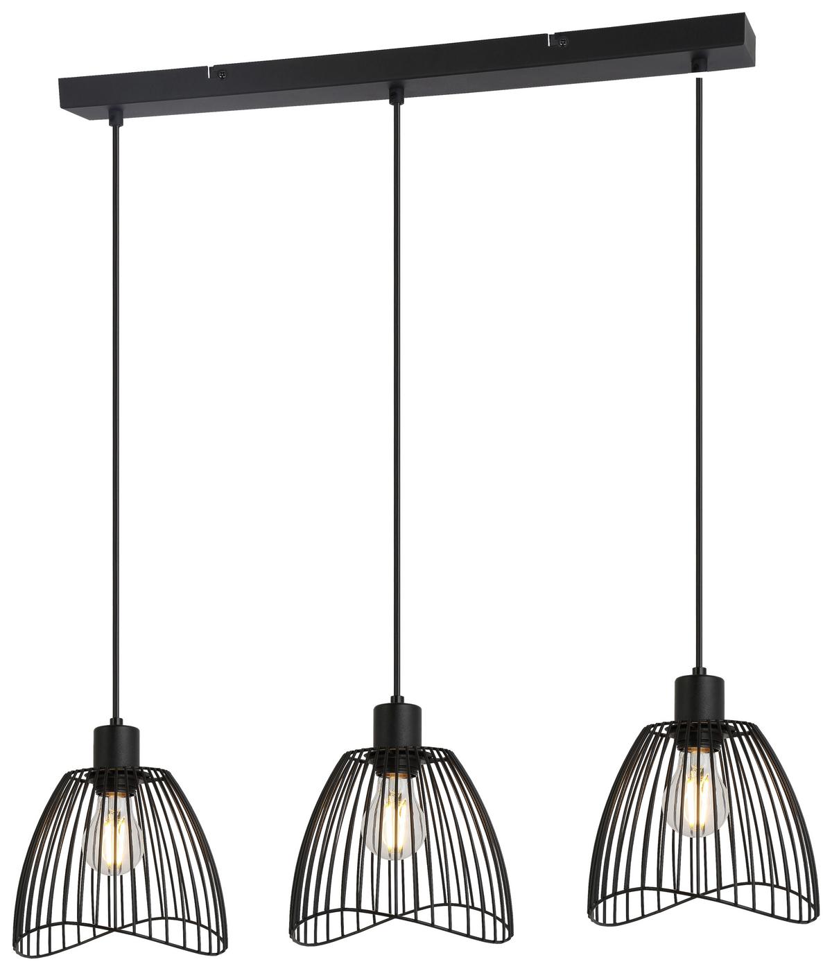 Hängeleuchte Eliot max. 40 Watt - Schwarz, MODERN, Kunststoff/Metall (80/20/120cm) - Mömax