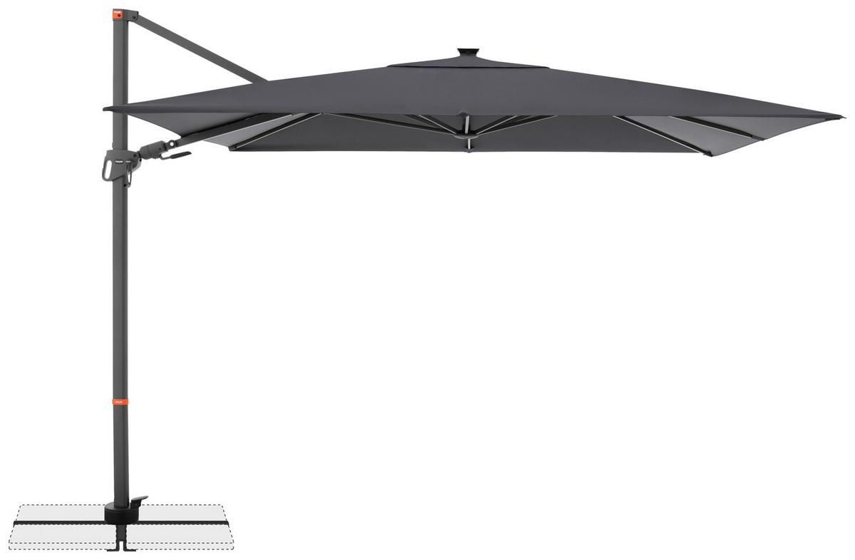 Ampelschirm Myzone LED Anthrazit ca. 300x220cm - Anthrazit, Basics, Textil/Metall (300/220cm) - Doppler