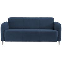 3-Sitzer-Sofa Marone Blau Teddystoff - Blau/Schwarz, MODERN, Textil/Metall (180/76/90cm) - Livetastic