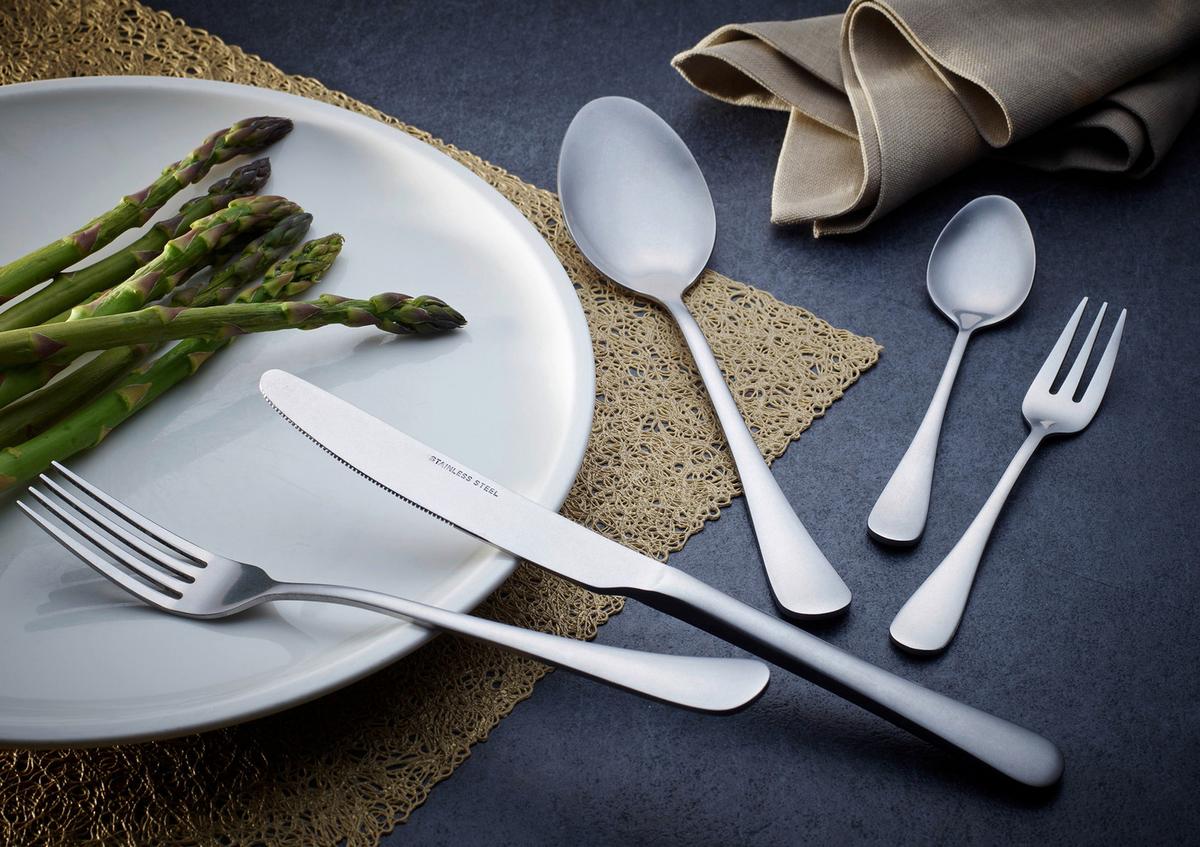 Besteckset Stonewashed Silberfarben 30-teilig - Silberfarben, Basics, Metall - Echtwerk