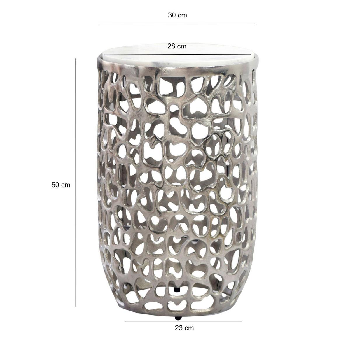 BEISTELLTISCH WL7.525 - Silberfarben, Design, Stein/Metall (30/50/30cm) - Livetastic