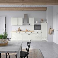 Küchenblock Cascada Low m. Geräten Weiß - Eichefarben/Schwarz, MODERN, Holzwerkstoff/Metall (330cm) - Nobilia